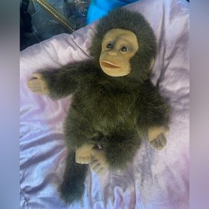 1994 Hosung Monkey Chimp Hand Puppet Squeaker Play Toy Stuffed Animal Plush Vtg